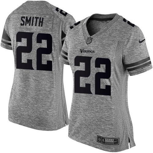 Nike Vikings #22 Harrison Smith Gray Women's Stitched NFL Limited Gridiron Gray Jersey - Click Image to Close